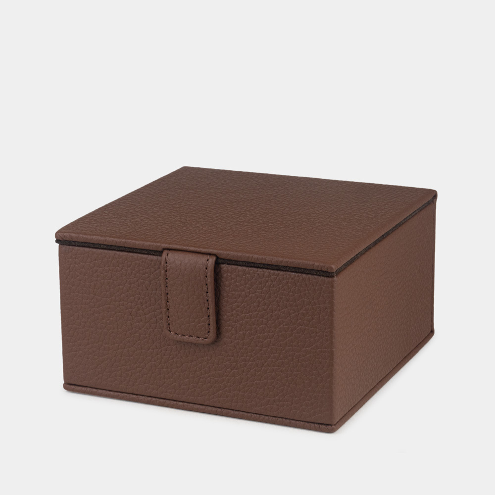 Кофр для хранения из кожи теленка, цвета шоколад