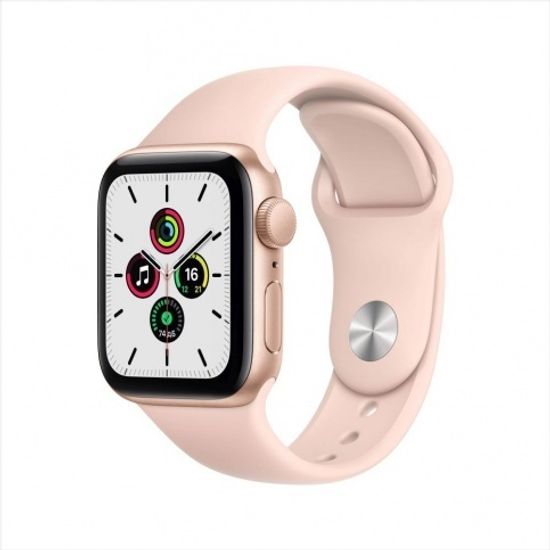 Apple Watch SE, 44 мм, корпус из алюминия золотого цвета, спортивный ремешок цвета «розовый песок»