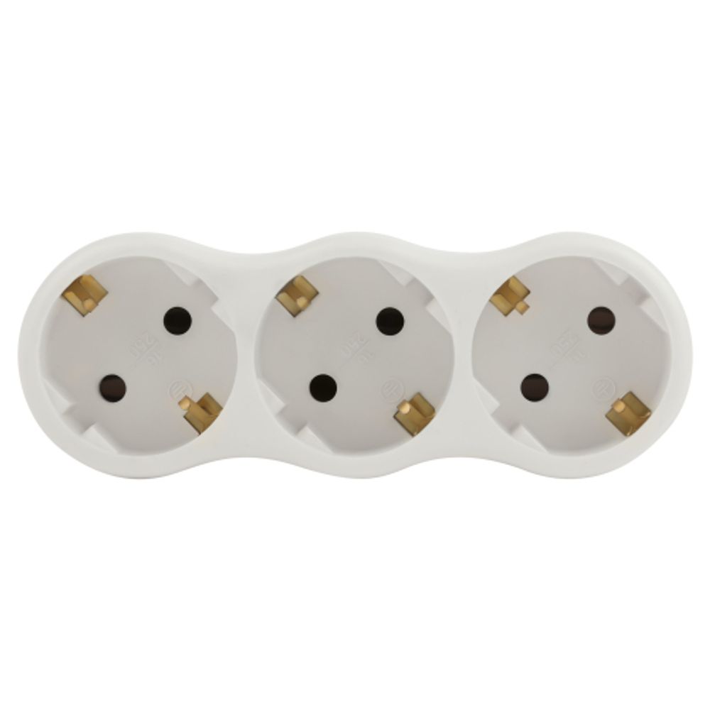 Разветвитель электрический ЭРА SPx-3e-W на 3 розетки с заземлением 16А белый