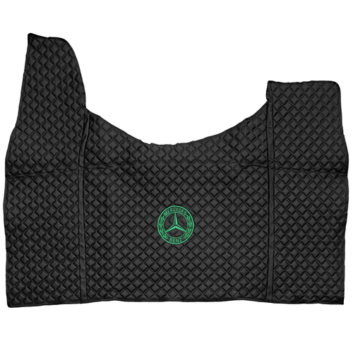 Ковры MERCEDES Actros MP3 (автомат) с шахтой (экокожа, черный, черный кант, зеленая вышивка)