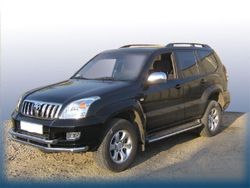 Защита переднего бампера Toyota Land Cruiser Prado J120 (2002-2009) d57+d57 черная