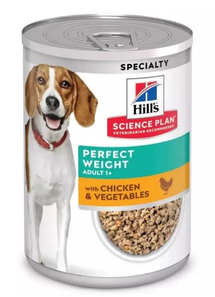 Влажный корм Hill's Science Plan Perfect Weight для собак для поддержания оптимального веса, с курицей и овощами, 363г