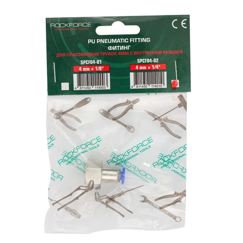 Фитинг для пластиковых трубок 4мм с внутренней резьбой 1/4'' RockForce##Rock FORCE RF-SPCF04-02