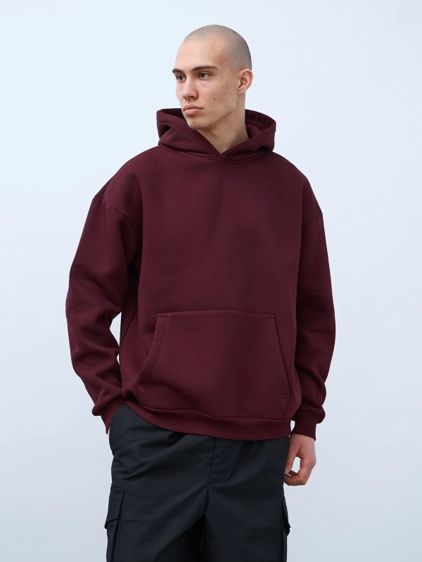 Худи оверсайз с начесом (бордовый)