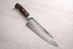 Кухонный шеф-нож "Сыну от отца" со следами ковки, сталь Х12МФ, рукоять венге