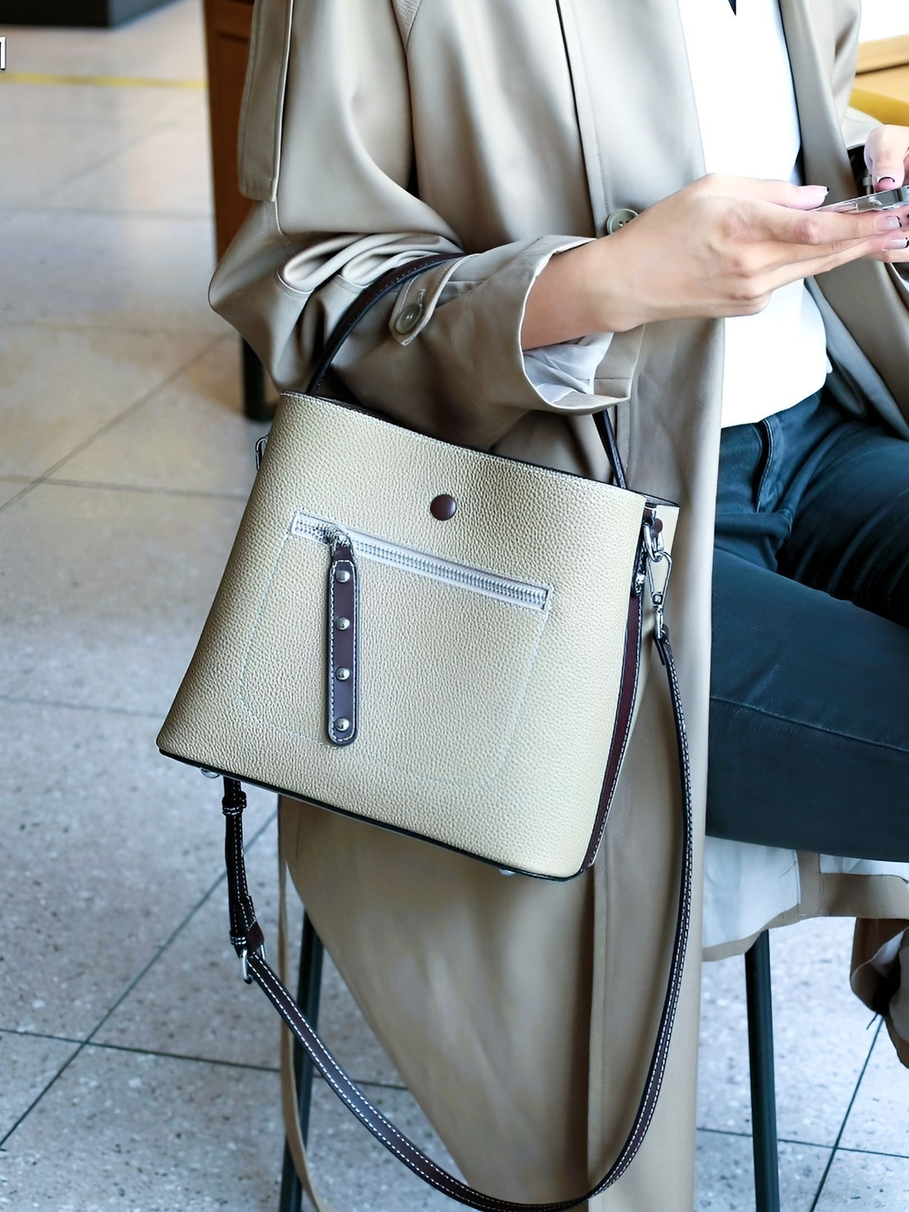 женская сумка на плечо из натуральной кожи