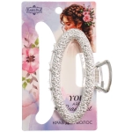 Заколка-краб для волос «AKS - DesignPRO», овал, цвет золото и хром, 6.8*3см