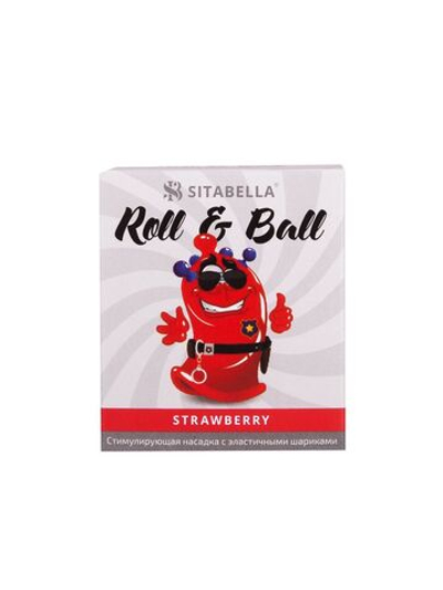 Стимулирующий презерватив-насадка Roll & Ball Strawberry (Цвет: прозрачный)