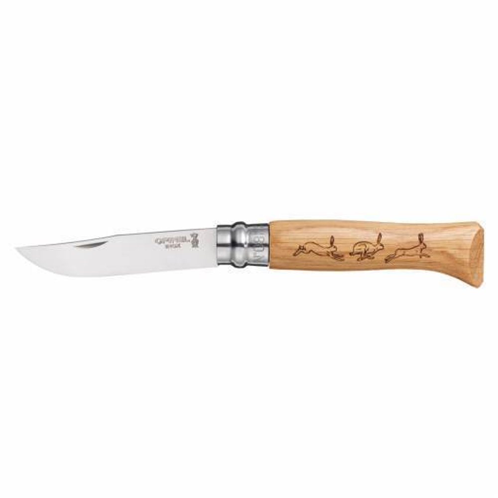 Нож складной Opinel Animalia n8, рукоять рисунок заяц