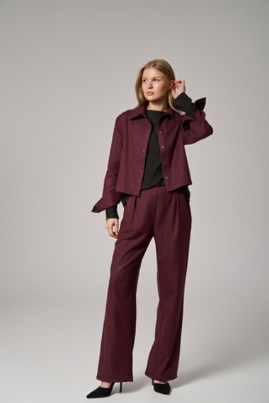 Рубашка-жакет укороченная бордовая