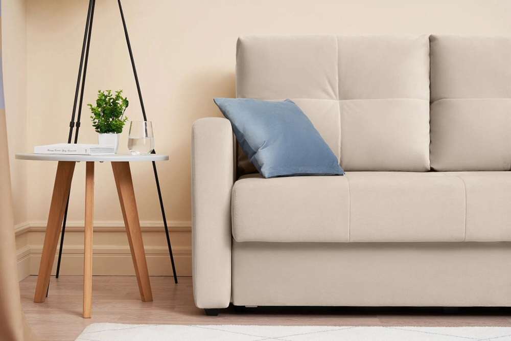 Диван Отто, шагающая еврокнижка, велюр, бежевый