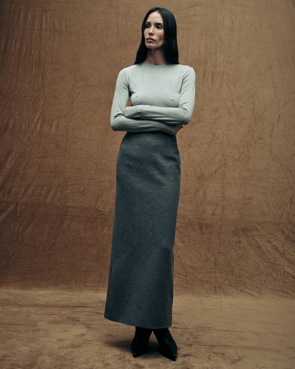 Юбка из драпа серая