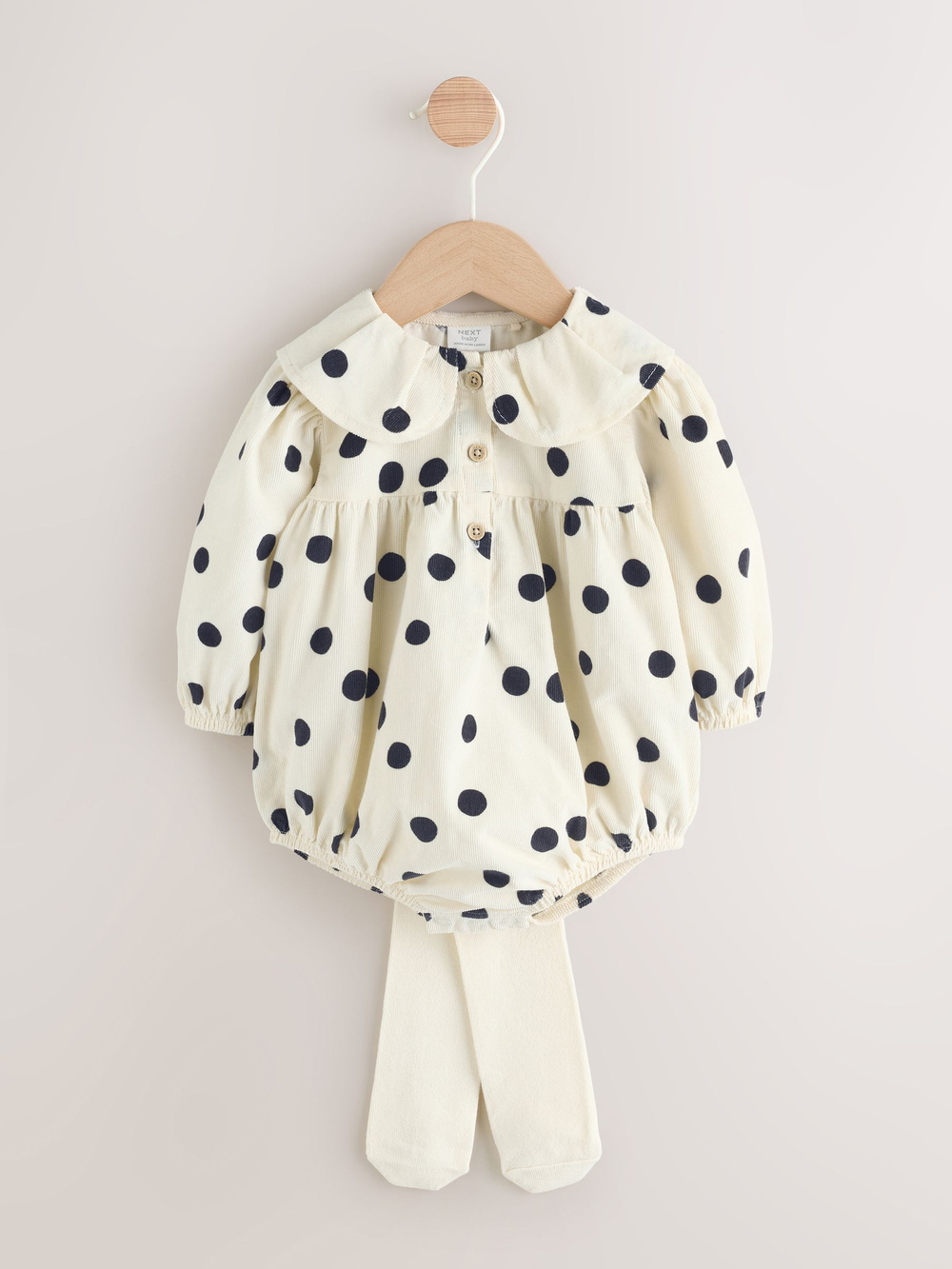 Платье-песочник и колготки в комплекте для девочек Next W59-397, Молочный