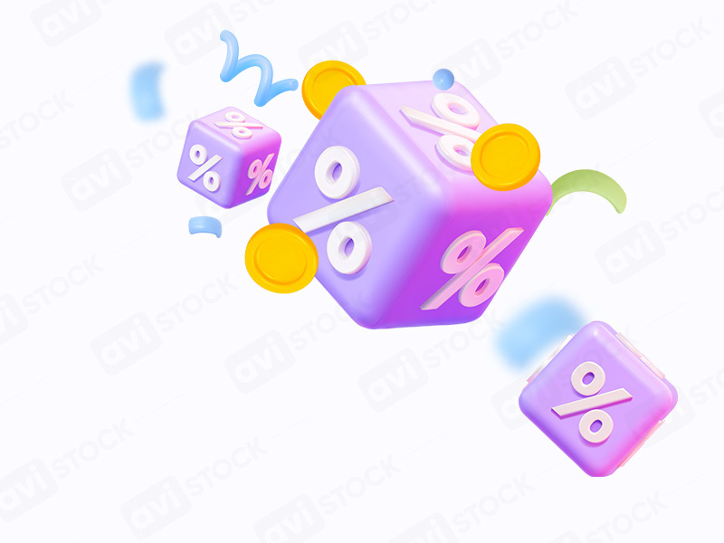 3D куб c процентами и монетами