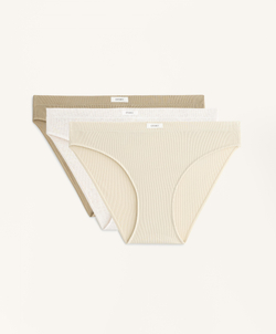 OYSHO Набор из двух классических трусиков из хлопковой смеси в рубчик с логотипом, салатовый