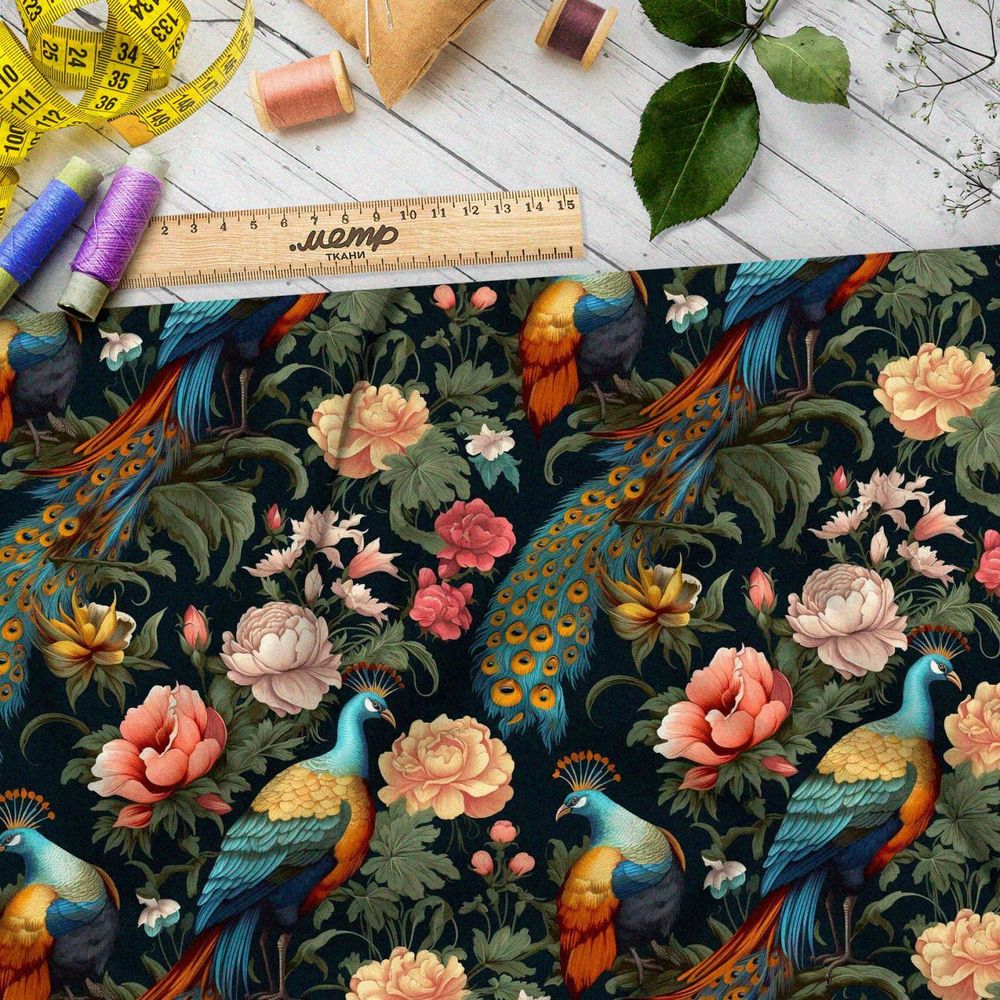 Ткань премиум габардин райский сад