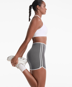 OYSHO Компрессионные шорты в стиле ретро с высокой талией 10 см, стальной серый