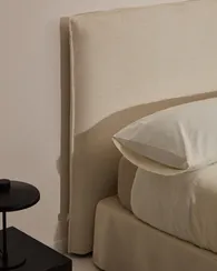 Кровать Jaira из белого шенилла со съемным чехлом для матраса 160x200 см