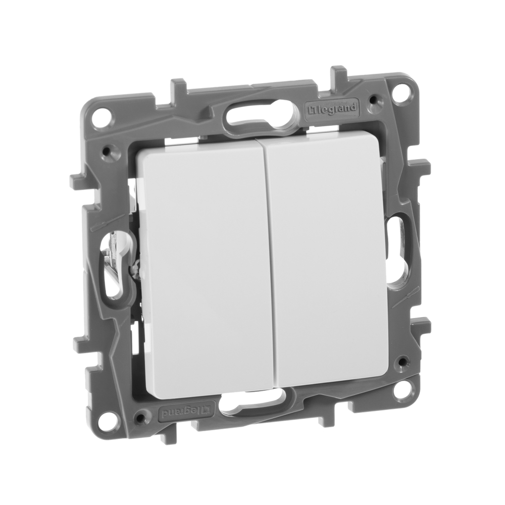 Выключатель 2х-клавишный 10А 250В белый ETIKA Legrand