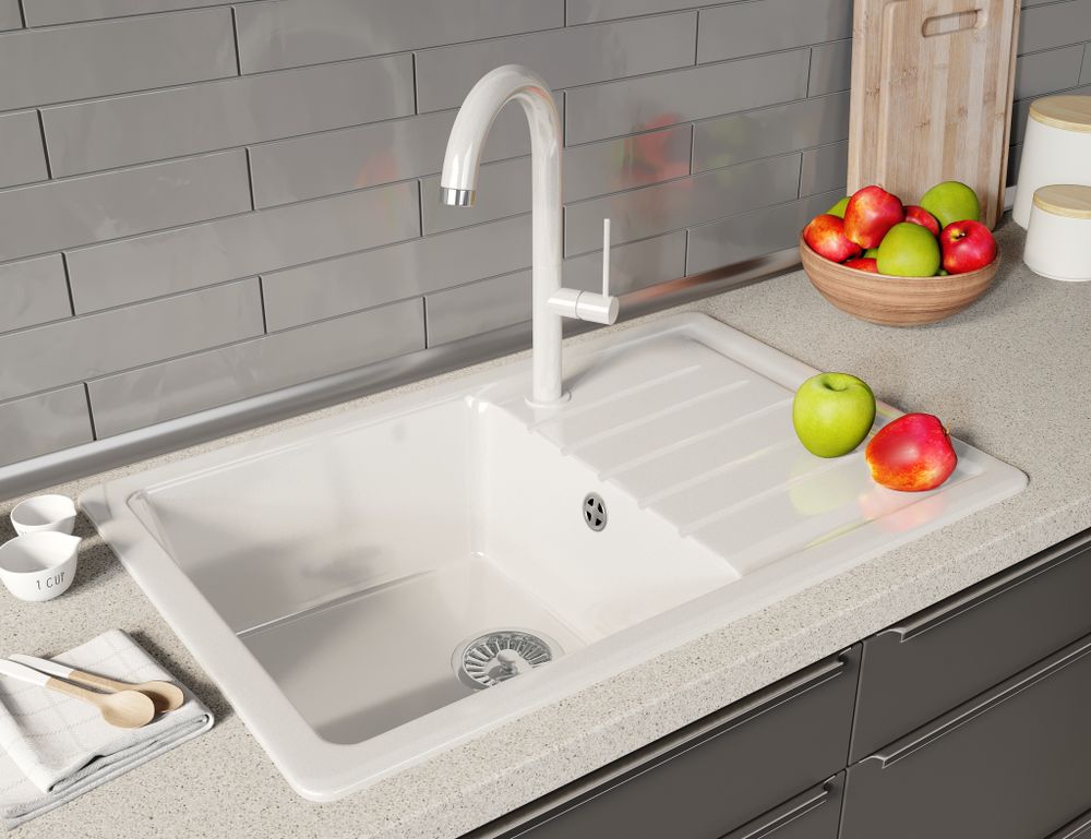 Мойка каменная S-12 глянец (Sim Gran), Белый крап