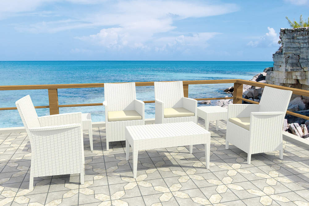 Кресло пластиковое плетеное с подушкой Siesta Contract California, белый