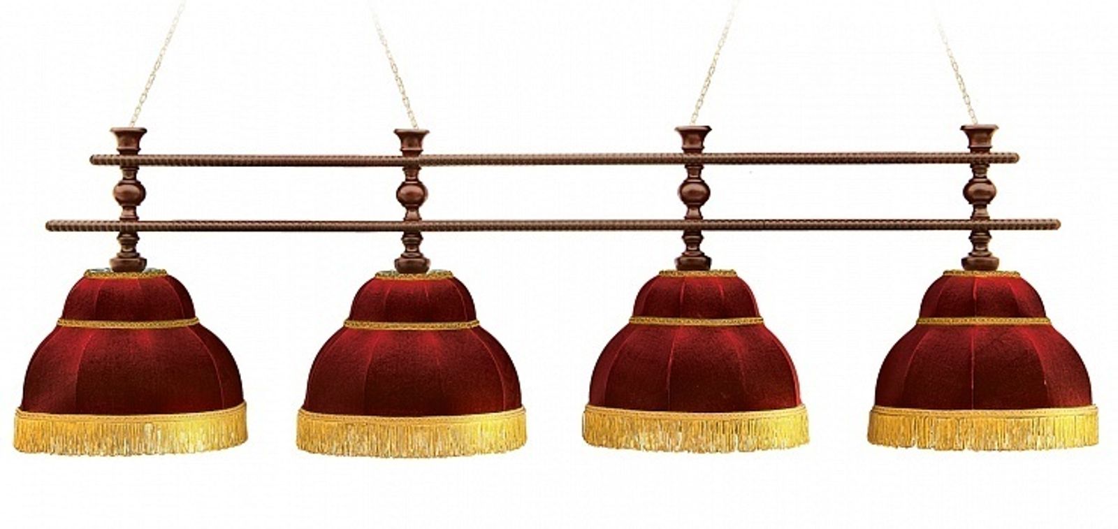 Лампа Барон-Люкс 4пл. ясень (№4,бархат зеленый,бахрома желтая,фурнитура золото) фото №4