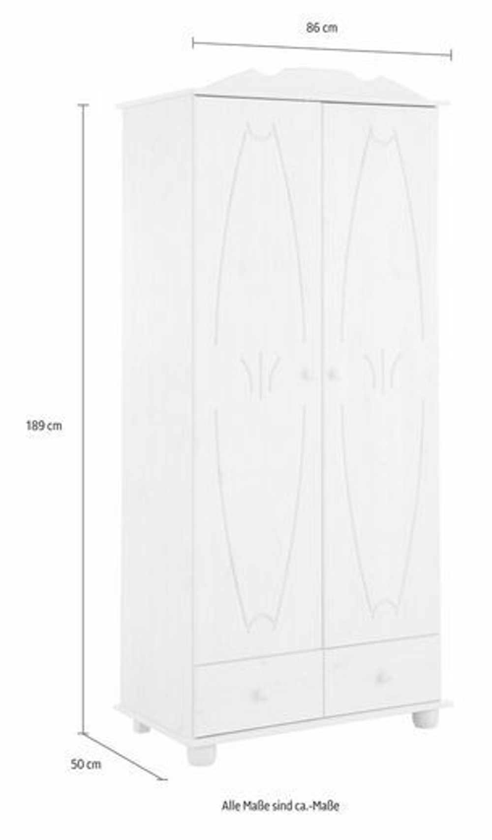 Шкаф Мелоди 2 двери, 2 ящика, деревянный