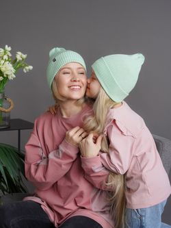 Шапка вязаная-резинка хлопковая КЭП(Шалфей)