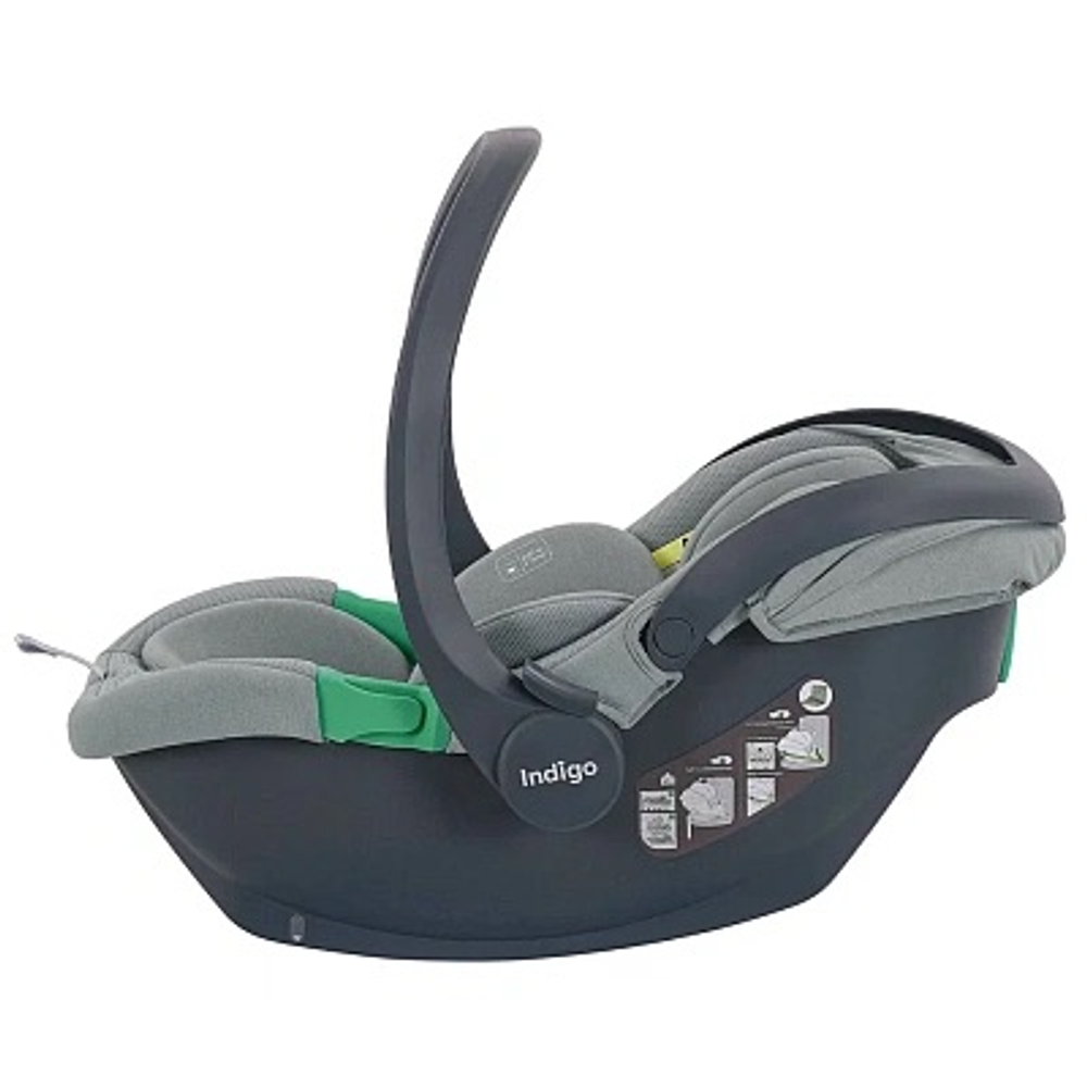 Автолюлька Indigo Minky I-Size с базой 0+ (40-87см) светло-серый