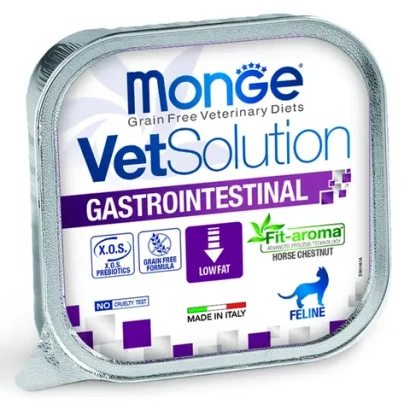 Влажный корм диетический Monge VetSolution Cat Gastrointestinal гастро интестинал для кошек при заболеваниях ЖКТ 100 г