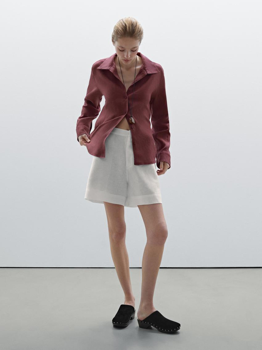 Massimo Dutti Короткие шорты из 100% льна, белый