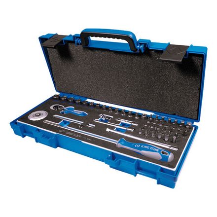 Цена на KING TONY (2553MRV01) Набор торцевых головок с принадлежностями 1/4", 6-гранные, 4-14 мм, 55 предметов