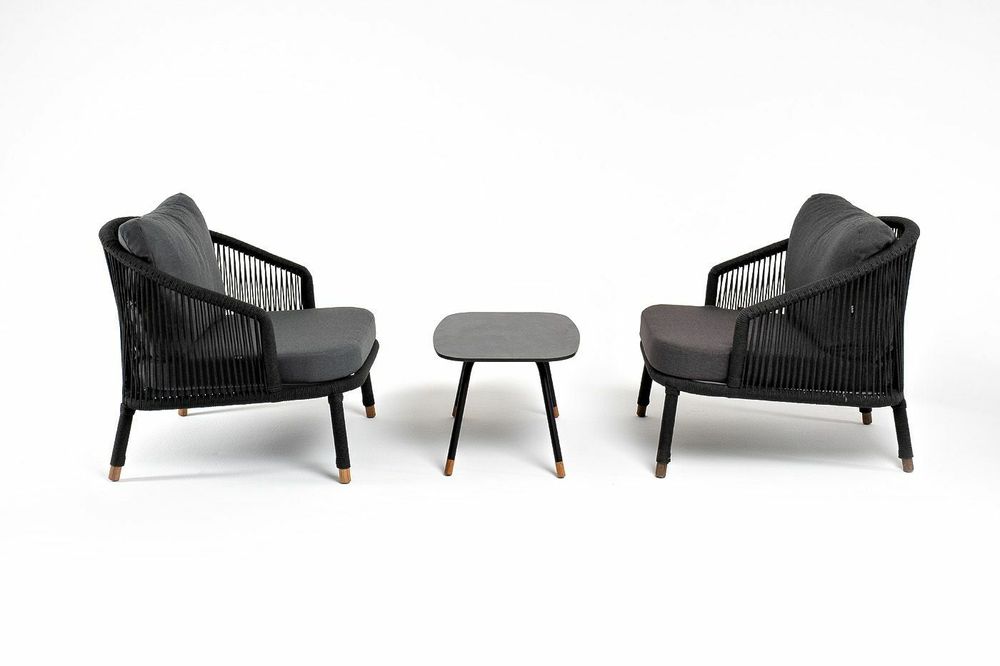 "Верона" лаунж-зона 5-местная плетеная из роупа (веревки), каркас алюминиевый темно-серый, роуп темно-серый