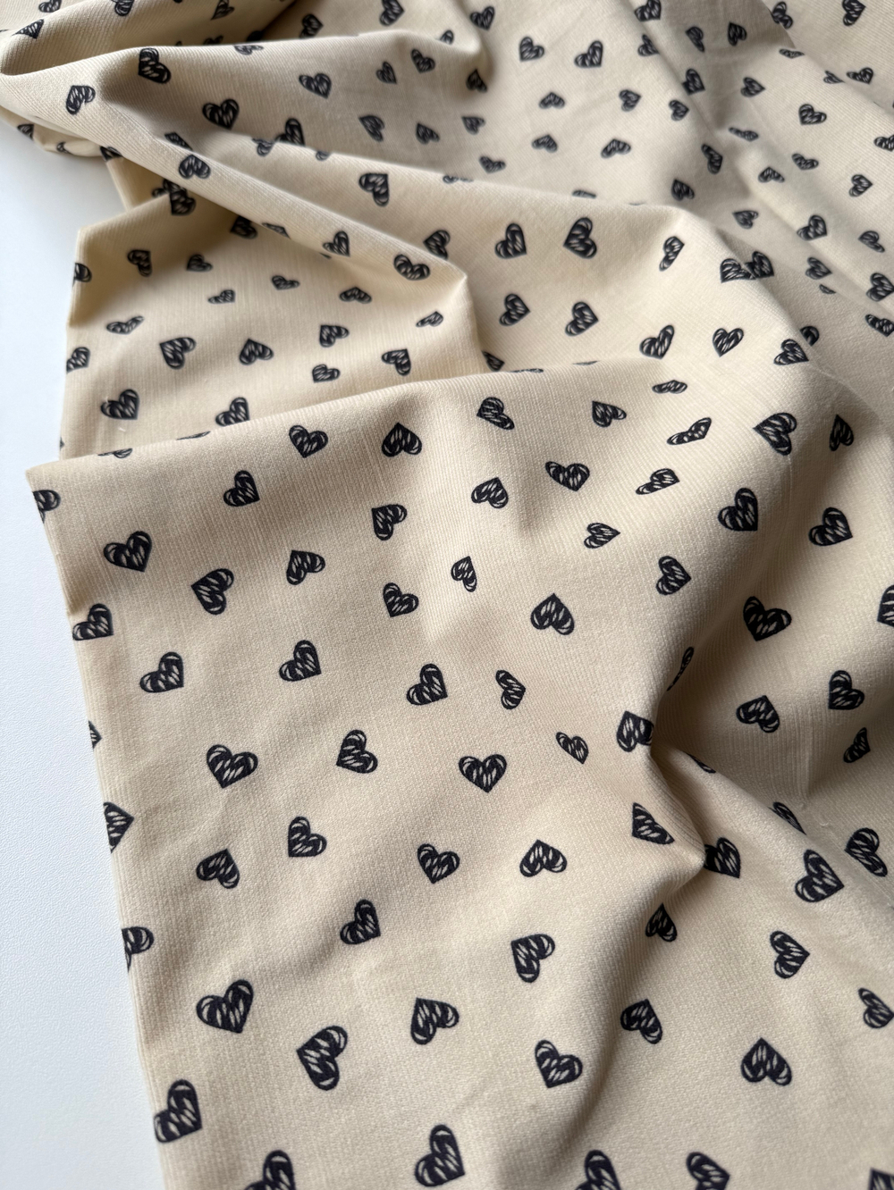 Микровельвет 100% хлопок Чёрные сердечки