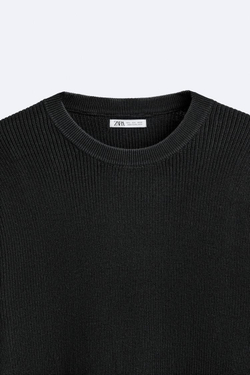 ZARA СВИТЕР ЖЕМЧУЖНОЙ ВЯЗКИ, ЧЕРНЫЙ