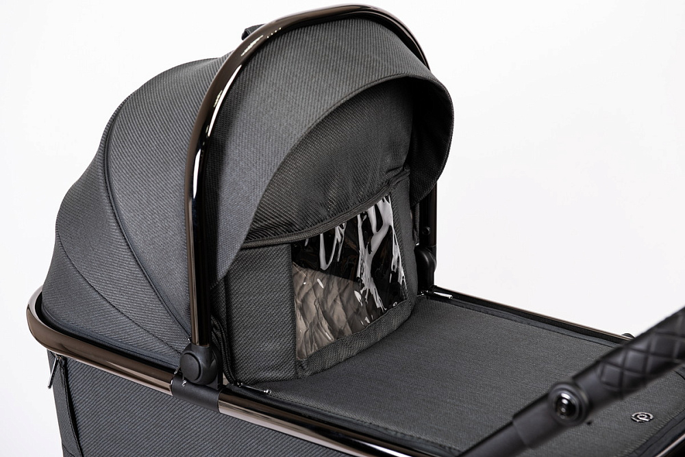 Детская коляска Peppy Tecla 3 в 1 с автокреслом Rise Milk Shadow Antrazit Chrome Edition (Графитовый)