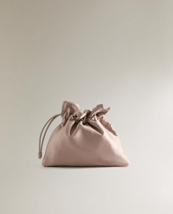 ZARA HOME САТИНОВАЯ СУМКА-КОСМЕТИЧКА СРЕДНЕГО РАЗМЕРА, БЕЖЕВЫЙ