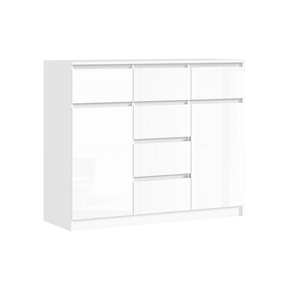 Комод Челси 1200 (2 двери 6 ящиков), Белый глянец холодный, Белый