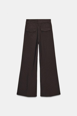 ZARA БРЮКИ С ЗАЩИПАМИ И КЛАПАНАМИ, КОРИЧНЕВЫЙ/ЭКРЮ