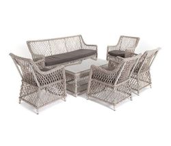 "Асти" лаунж-зона из искусственного ротанга на 6 персоны, цвет бежевый