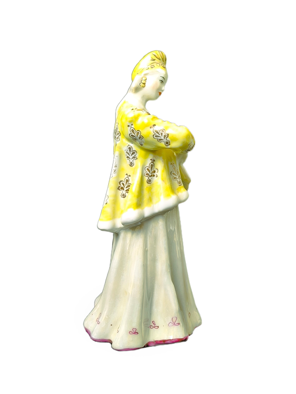 Фарфоровая статуэтка "Лебёдушка" в желтой шубке (Дулево)