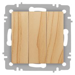 Выключатель Intro Accent 6-106-11 тройной, 10А-250В, IP20, СУ, AL/CU, сосна | Intro