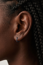 Серьги кольца 12 мм из серебра синие