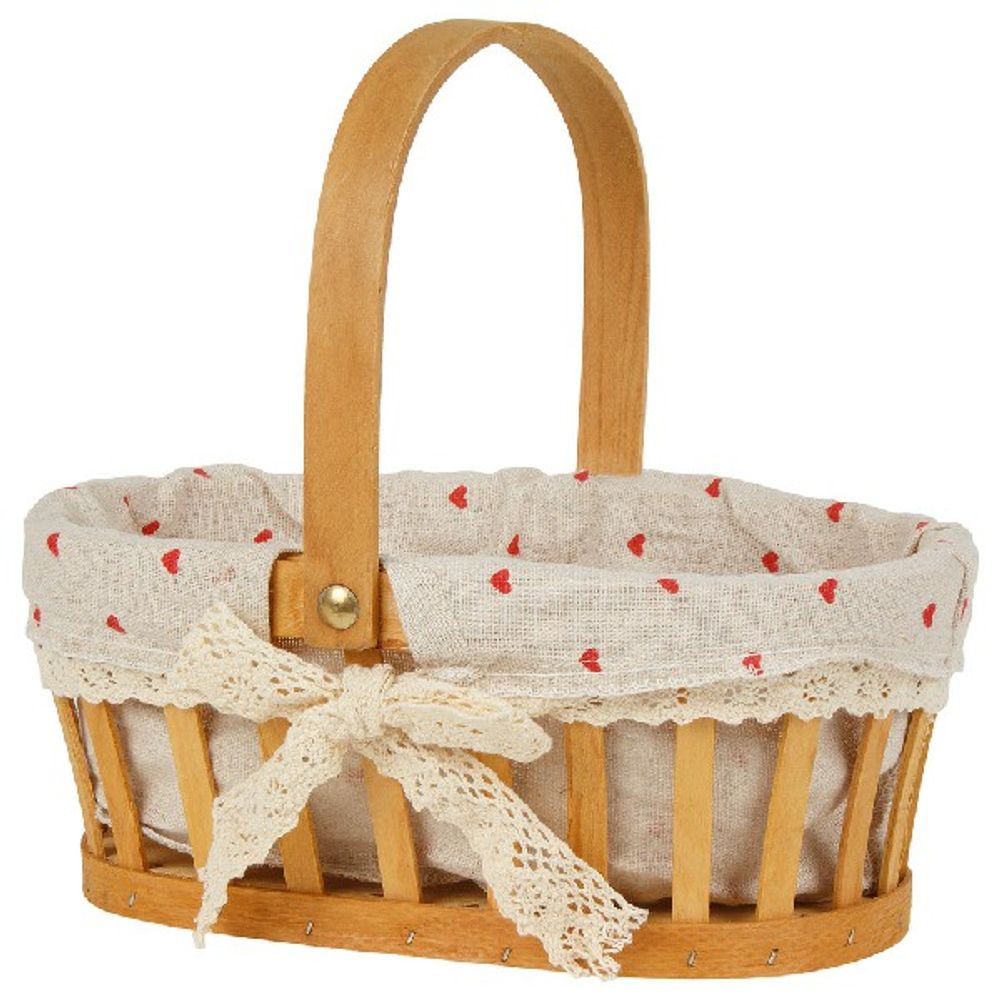 Корзина плетеная (дерево, ткань) 26x18,5xH9/23см (Натуральный)