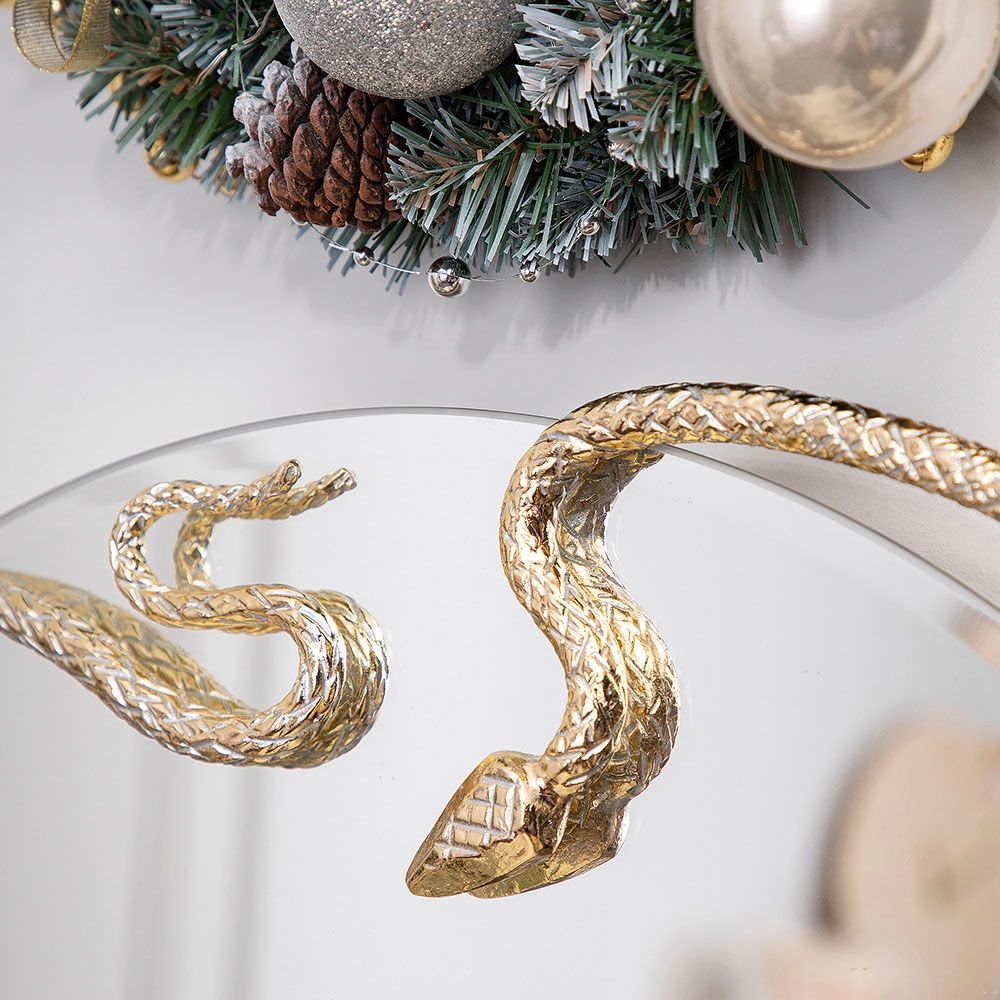 Зеркало настенное Змея Серпентис Айвори Мраморное золото