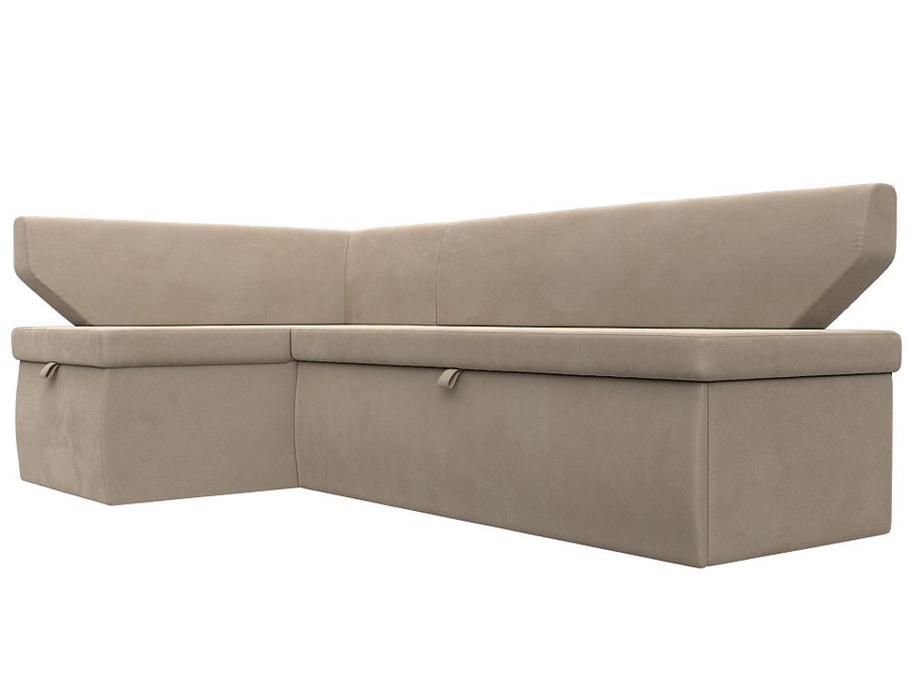 Диван кухонный угловой Омура левый угол, Бежевый, Велюр, 126104L