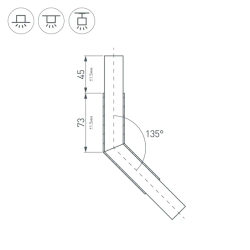 Угол PLS-LOCK-H25-L135 (с экраном MAT-L) (Arlight, Металл) 026136