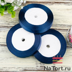 Лента атласная 12 мм  (23 метра, цвет №38   темно-синий)