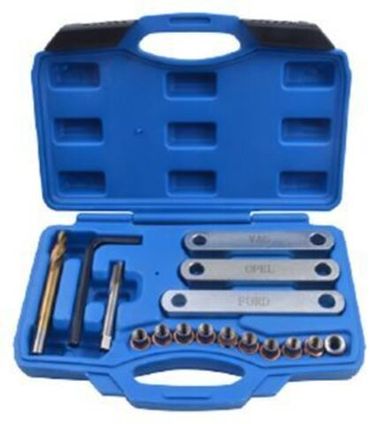 Набор для востановления резьбы в суппортах: группы VAG,OPEL,FORD M9х1,25 (16 пр.)в кейсе. RockForce##Rock FORCE RF-916B1