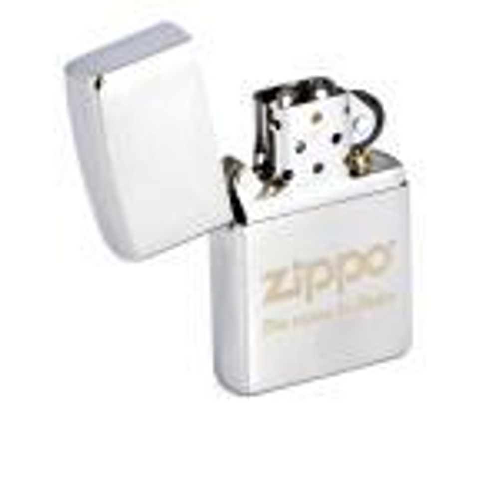 Зажигалка ZIPPO Classic Brushed Chrome™ логотип Zippo с девизом компании на фронтальной поверхности ZP-200 Name in flame